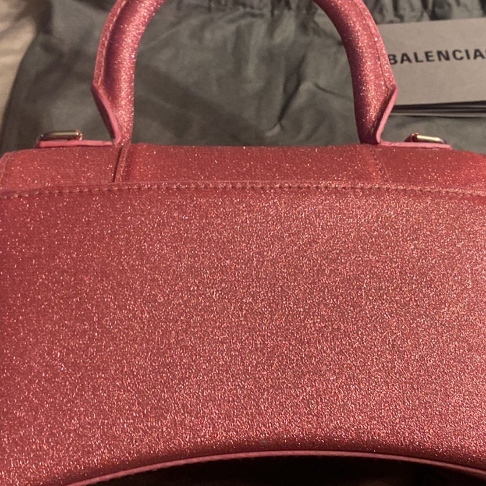 Pink glitter Balenciaga xs Hourglass clutch bag - Picture 2 of 4